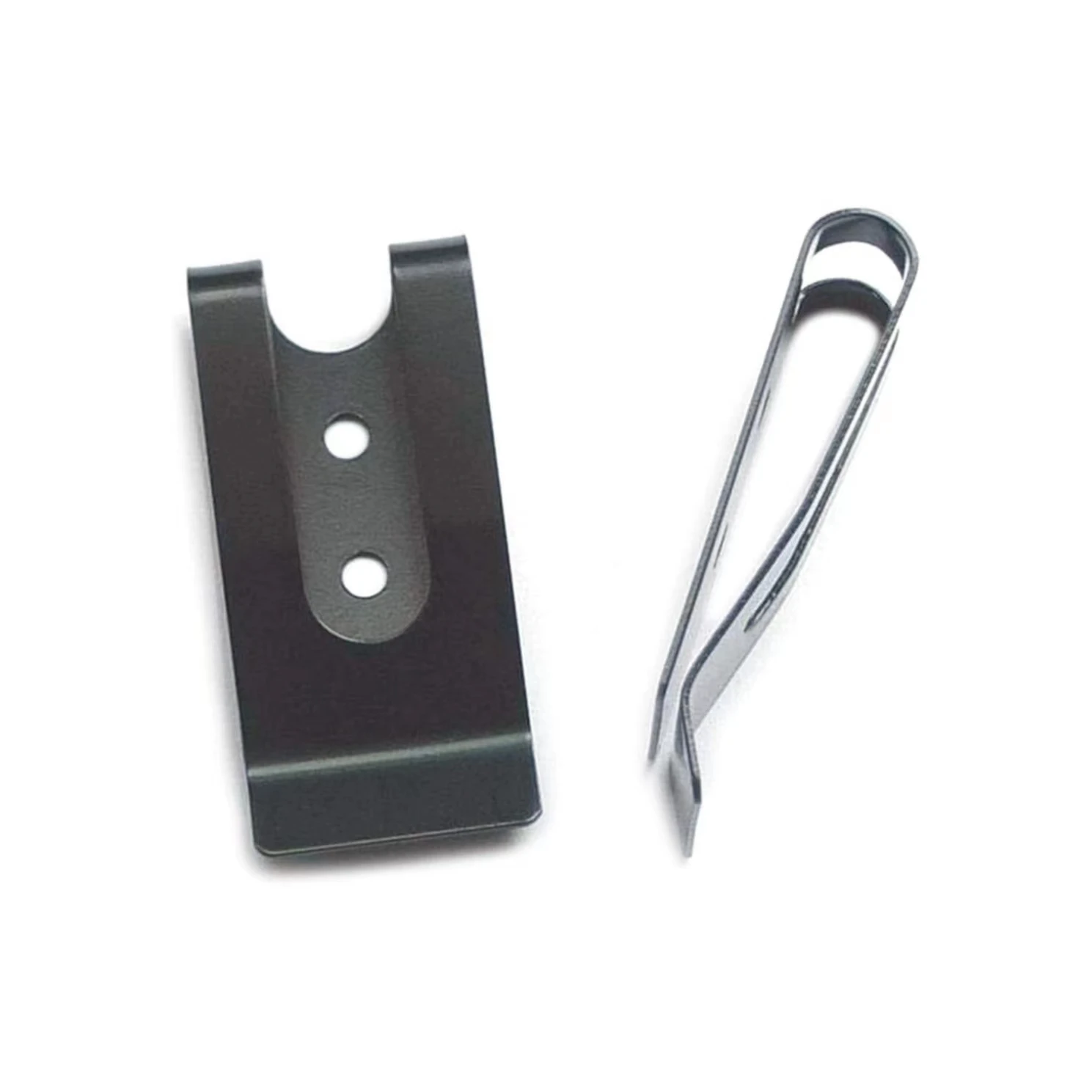 Metal 54x25mm Holster Sheath Belt Clip Clasp Spring Hook Double Holes Black