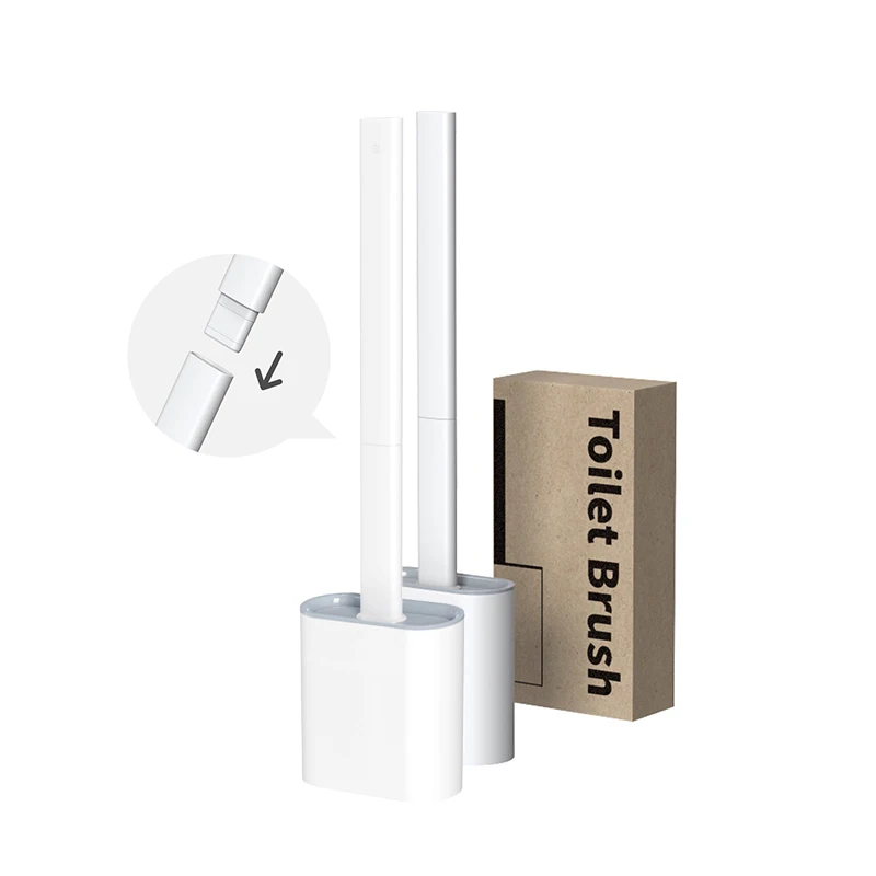 Sanga Freestanding Wall Mount Silicone Toilet Bowl Brush And Holder Set With Slim Holder For Bathroom