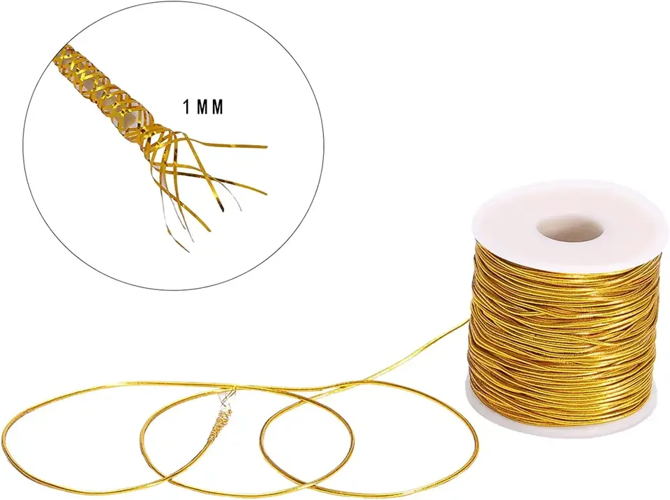 Decoration DIY Gold and Silver Metallic Handmade elastic ties loop cord for Christmas Elastic String