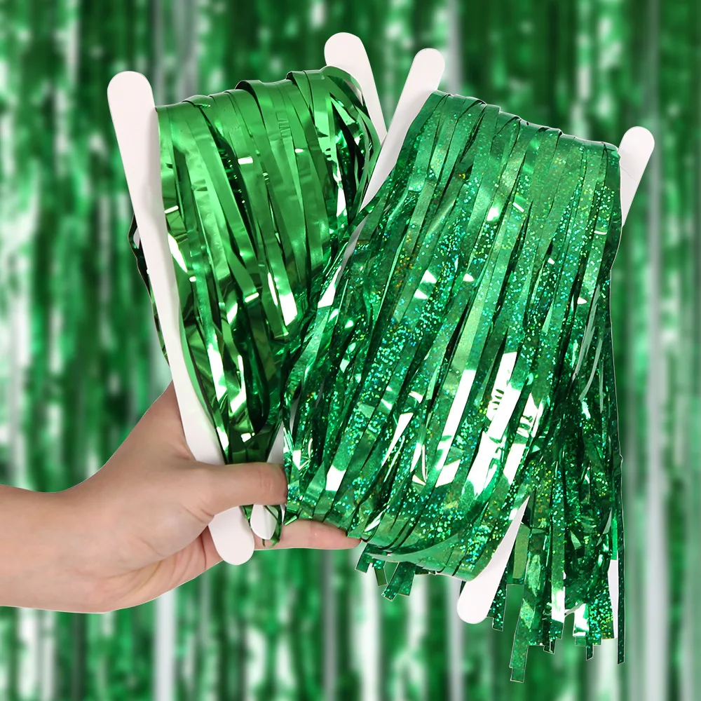 Украшения ко Дню Св. Патрика, фон из металлической мишуры, занавески с бахромой из фольги для свадьбы, дня рождения, рождественские украшения