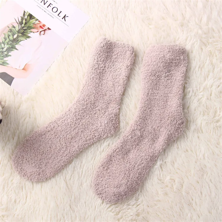 Wholesale thermal fuzzy terry socks winter  indoor women  fluffy unisex  cozy socks