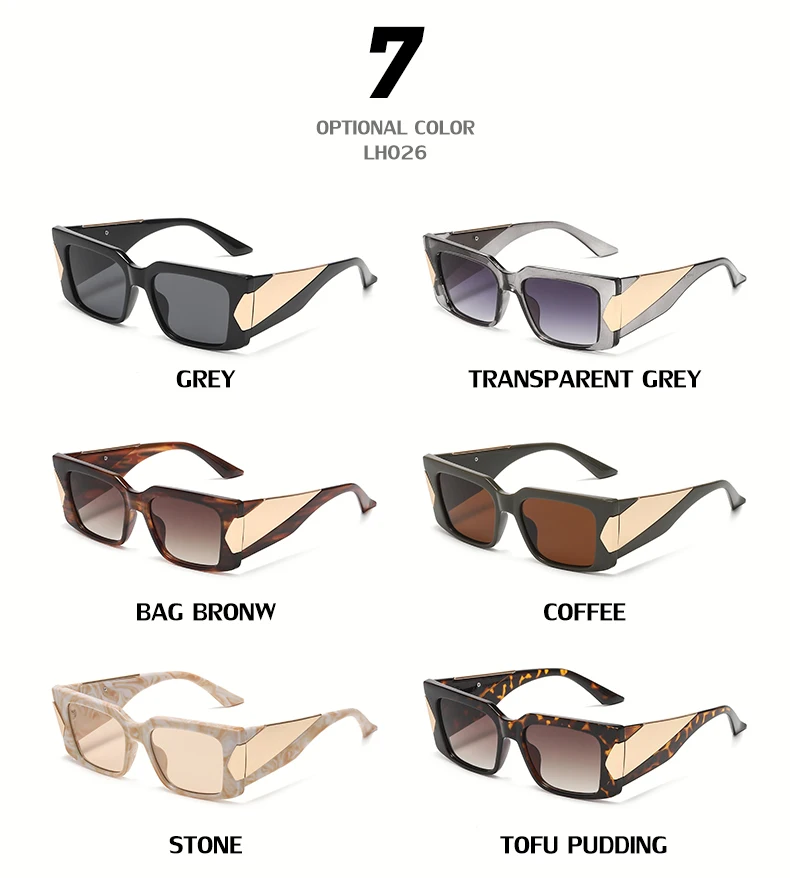Retro fashionable unisex square  narrow frame wide leg uv400 sunglasses women high quality fashion men custom logo sun glasses