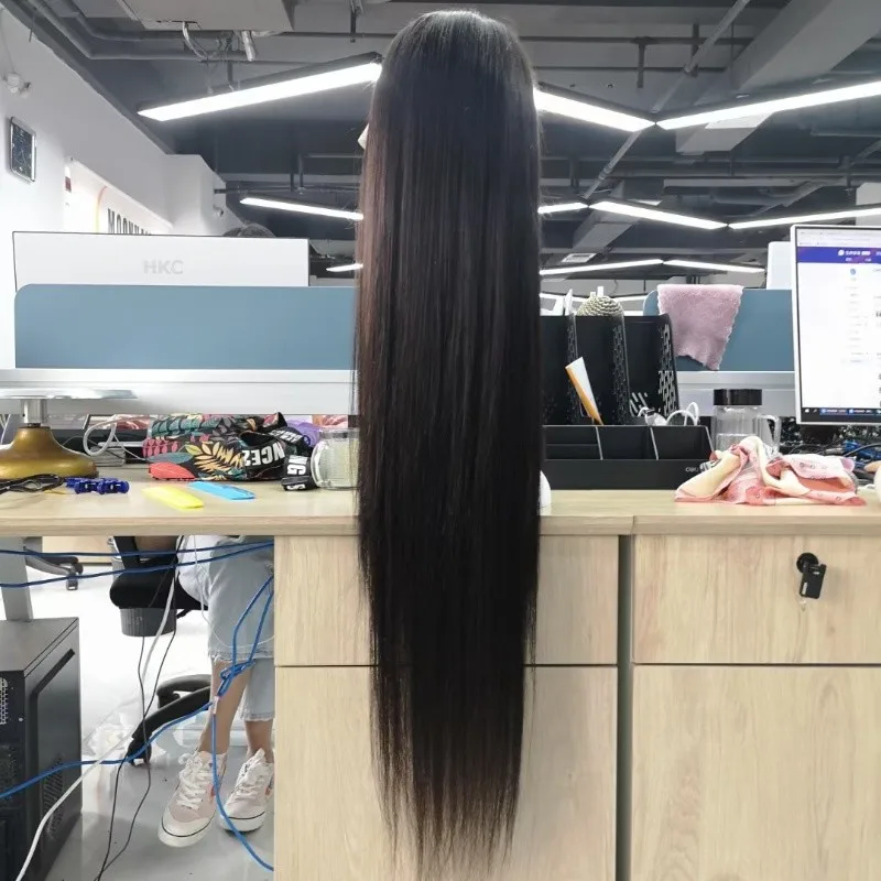 
2021 новейшие натуральные человеческие волосы 150% 4x4 13x4 очень длинные прямые черные волосы, плетеные крючком парики 