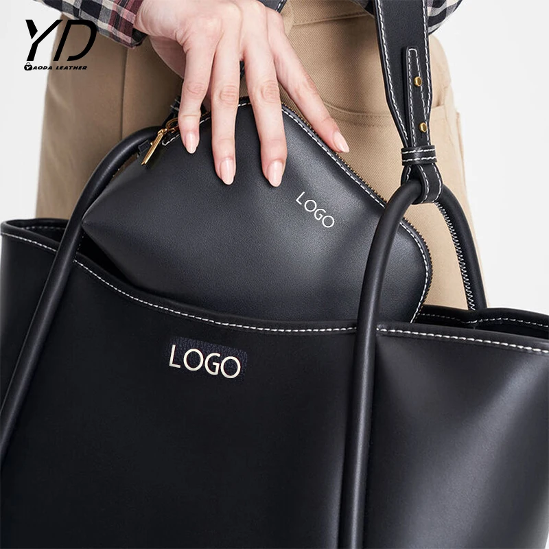 Women Fashion Handbags Clutches Vegan Leather Handbag Custom Logo Large Shoulder Bag Tubular Slouchy Tote Bag