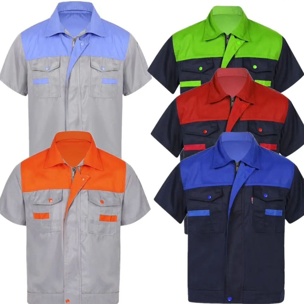 Wholesale Men Work Shirt Auto Mechanic Technician Uniform Short Sleeve Industrial Uniform T-shirt
