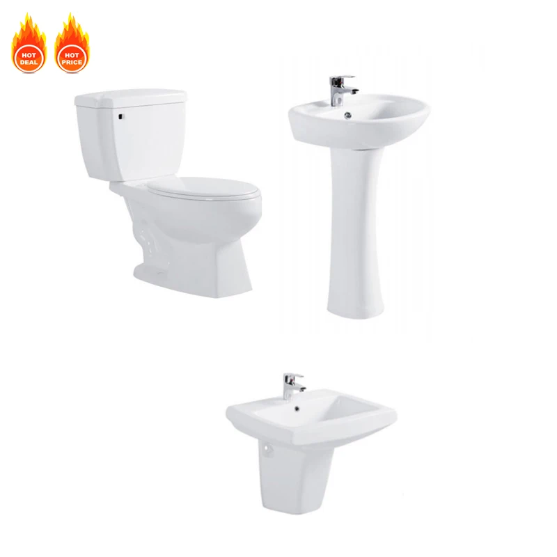 South America Bathroom Siphon Toilet Pedestal Sink Combination Toilet & Basin Combo