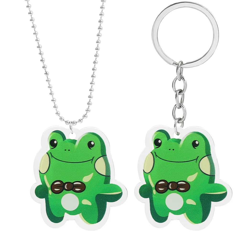 Creative Cute 2 Styles Green Animal Keychain Pendant Cartoon Frogs Necklace Frog Keychain for Gift