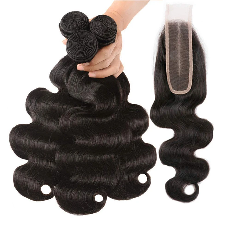  Human Hair Body Wave Brazilian Closure with 2x6 Middle Part Lace Short Weave Unprocessed