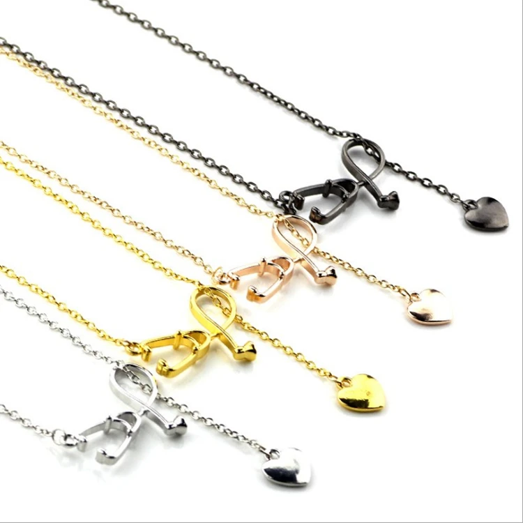 Yiwu jewelry I LOVE U doctor ожерелье из стетоскопа Регулируемая цепочка для свитера модное золотистого и серебристого сплава
