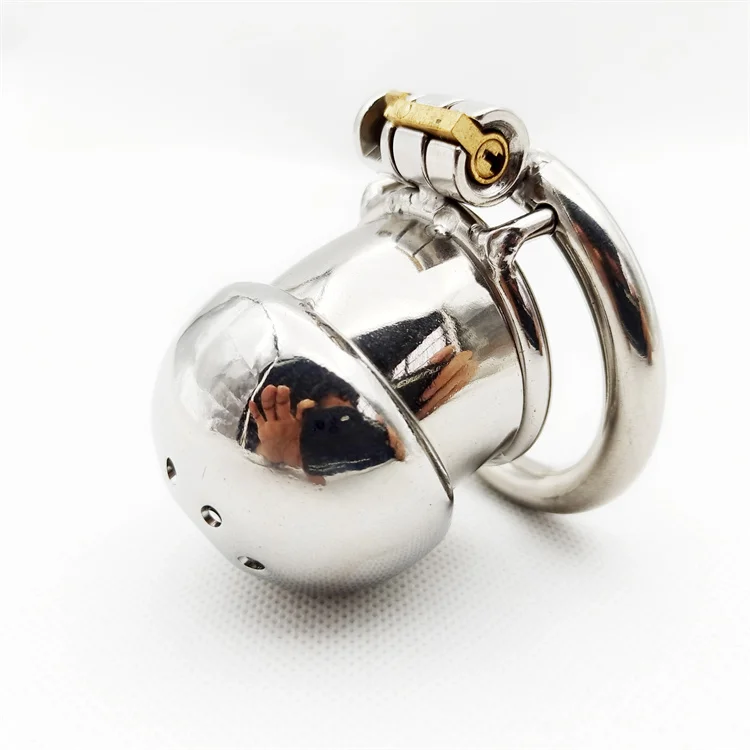 Male Stainless Steel Cock Cage with Barbed Anti-off Ring Chastity Device Ring with Stealth New Lock Sex Toys