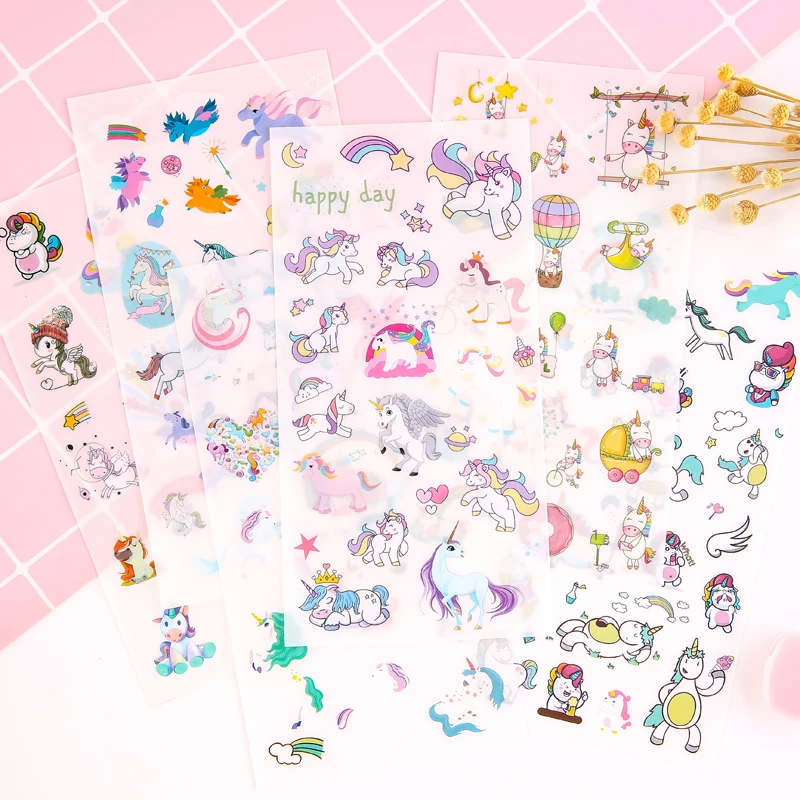 Customized Cartoon unicorn PVC Vinyl sticker for DIY and decorative in Scrapbooking