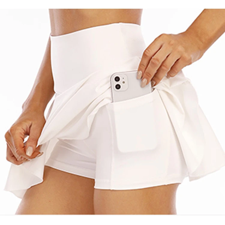 Wholesale Womens Quick Dry Pleated Tennis Skirts with Shorts Golf Skirt Running Workout Skorts