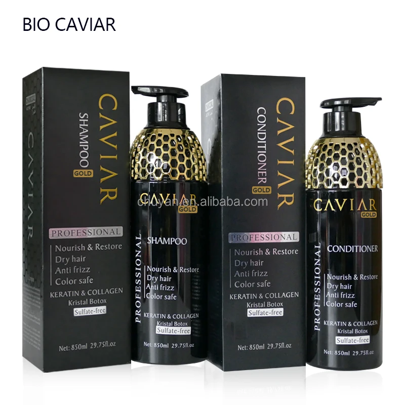 Anti Dryness Silky Smooth Hair Conditioner Black Caviar Hair Shampoo Conditioner Mask Set Sulfate-free 850ML