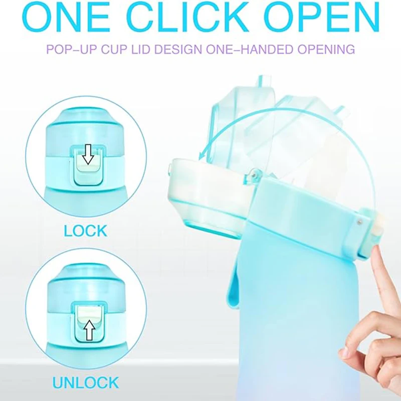 Flavored Water Bottle with Flavour Pods Air Water Up Bottle Frosted 650ml Air Starter Up Set Water Cup for Camping Fishing