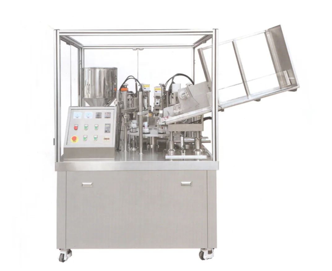 
Hot air gun heating automatic toothpaste tube filling sealing machine with speed 20-45 tubes per minute 