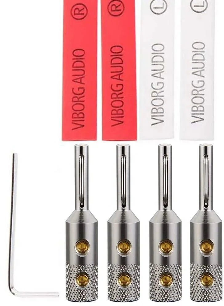 Viborg VB401R 4pcs/box Pure Copper Rhodium Plated Banana Plug for Hifi Speaker Cable