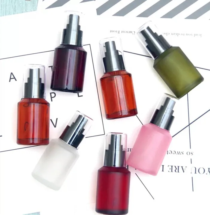 30ml 60ml frosted pink/green/white/red/olive green mist spray glass bottle for cosmetics liquid and perfume packaging