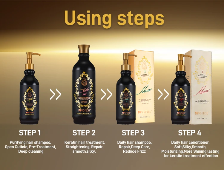 PRO-TECHS Keratin 0+ Premium Hair Care & Treatment Products Salon Straighten Shampoo and Conditioner Hair Mask Oil Curl Cream