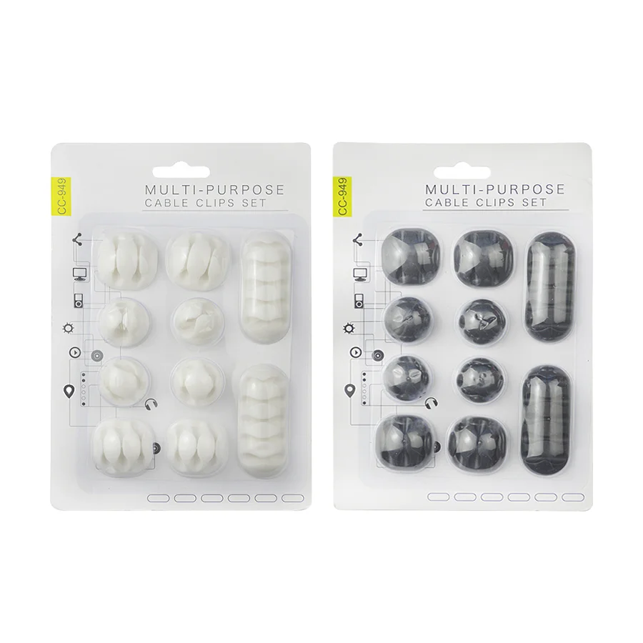 Black Cord Holder Cable Winder 5 Holes Slots for Desk Car Home Office Kitchen