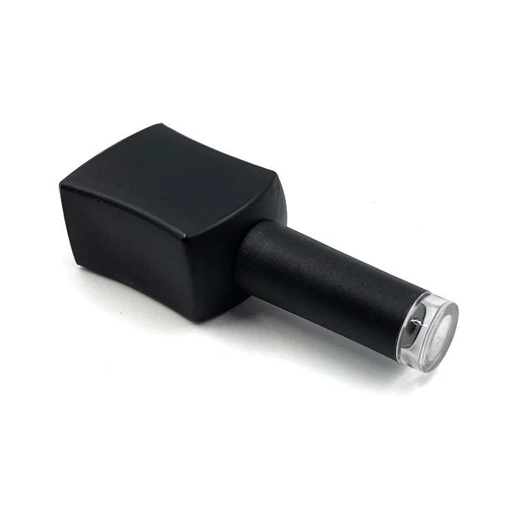 Custom 15ml 15 ml Unique Luxury Square Matte Black Empty UV Gel Glass Nail Polish Bottle with Black Brush Caps in Bulk