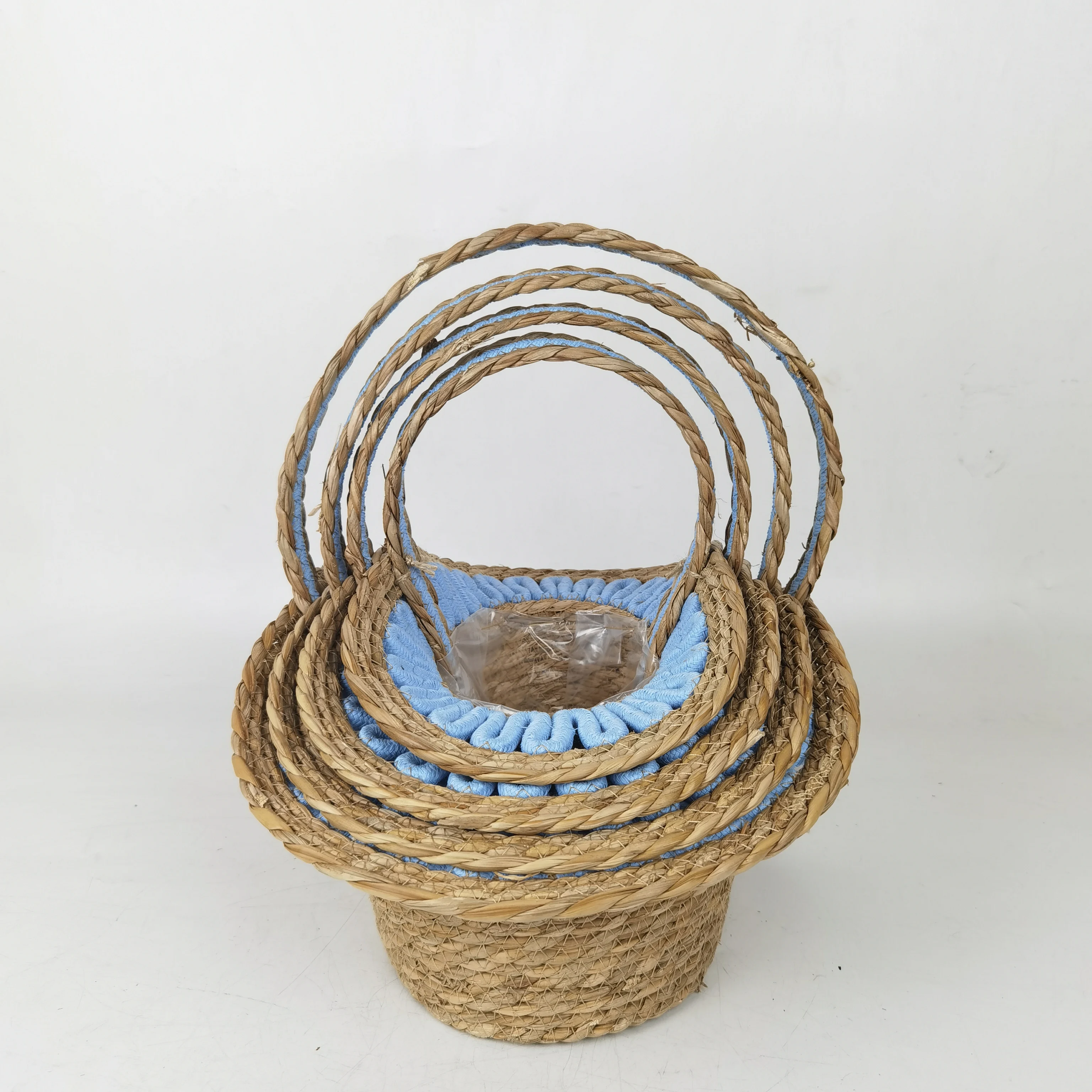 Easter Storage Basket Wedding Flower Handwoven Straw Seagrass Basket with Handle