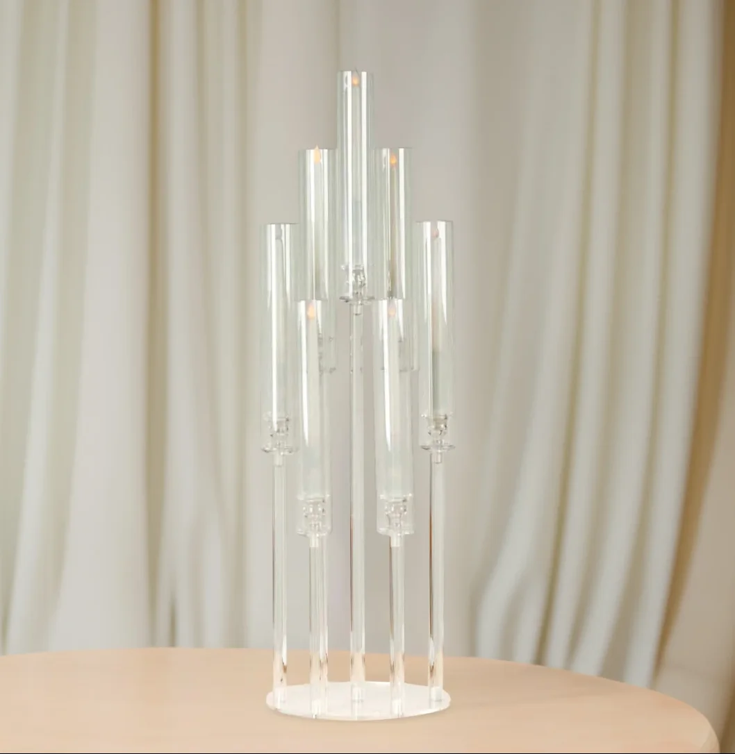 7 Arm Clear Wedding Acrylic Candle Holder Acrylic Candle Stick Stand Table Centerpieces wedding Decorations Wedding Candelabra