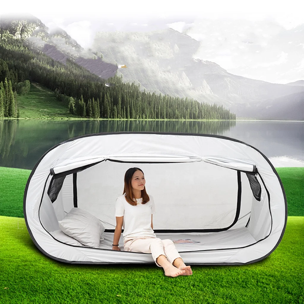 Silver Fabric Pop Up Bedding Sleeping Private Tent Indoor Outdoor Camping Anti Mosquito Portable Folding Tent