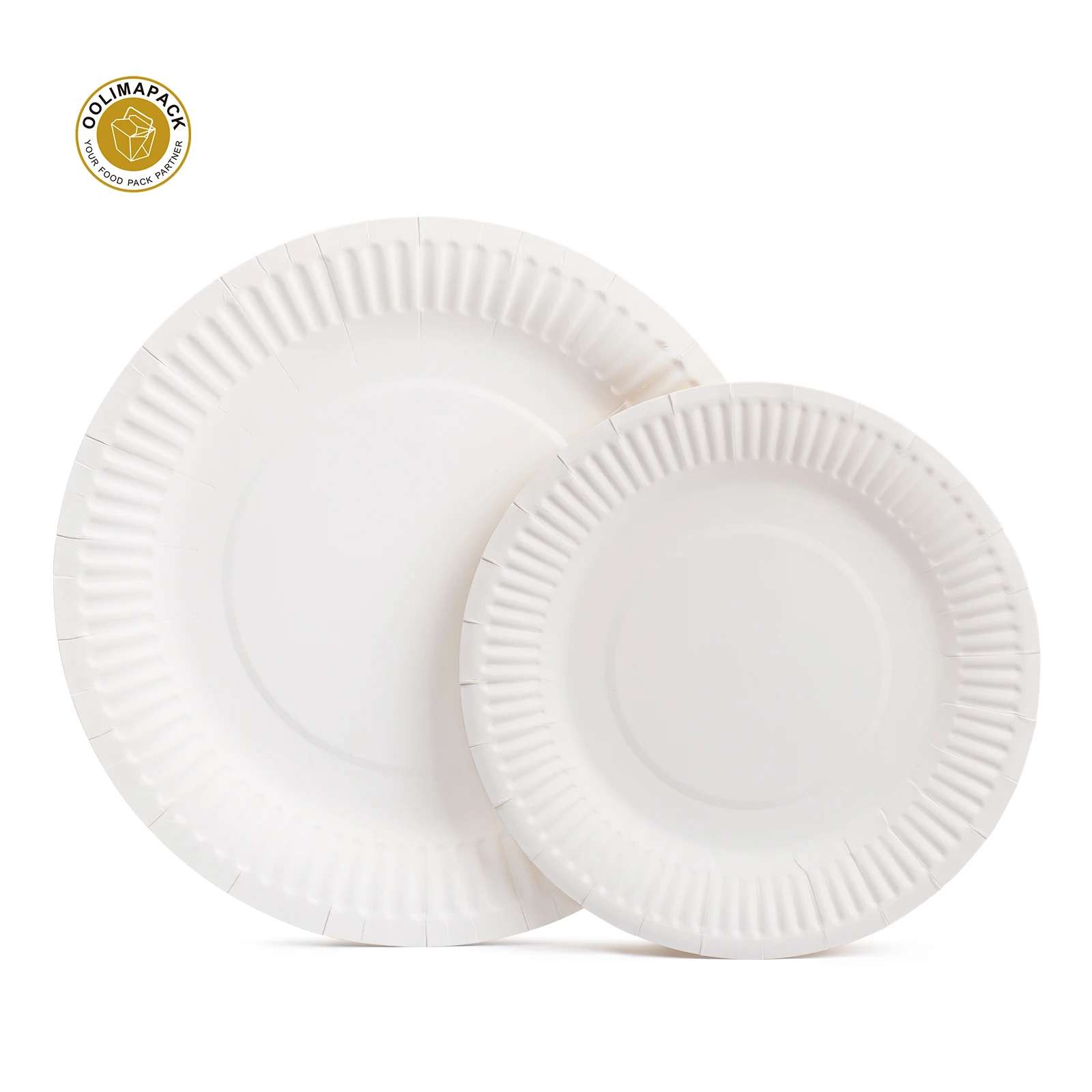 OOLIMAPACK White Party Paper Plates Dish Uncoated Custom Print Paper Plate