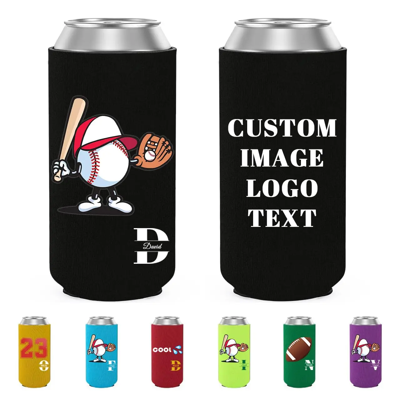 Custom Cans Coolers Customizable Signature Name Personalized Beer Sleeves Your Own Drink Cooler Bag With Picture Text Logo