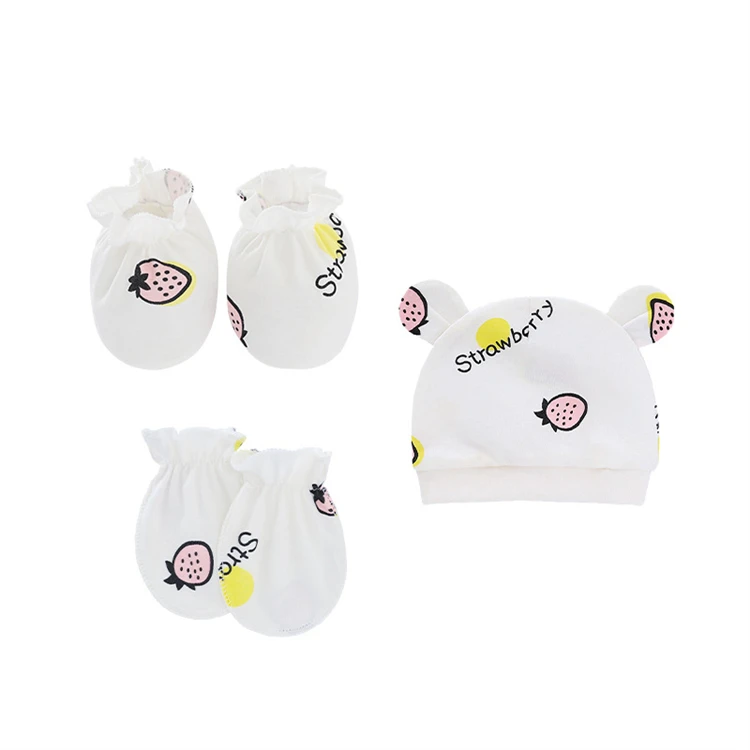 Baby Hat Sock Mitten Set Small Bear Ear Plush Baby Beanie Hats Soft Cotton High Quality Baby Hats