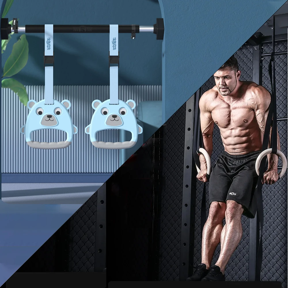 Innstar Core Strength Exercise Gymnastic Fitness Rings Wooden Birch Eco-friendly Training Rings with Adjustable Straps Gym Ring