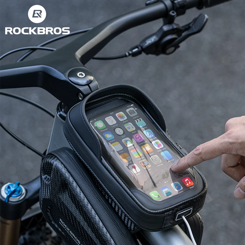 ROCKBROS Waterproof Bike Phone Front Frame Bag Touch Screen MTB Road Cycling Upper Pipe Bicycle Phone Bag Tube Bag
