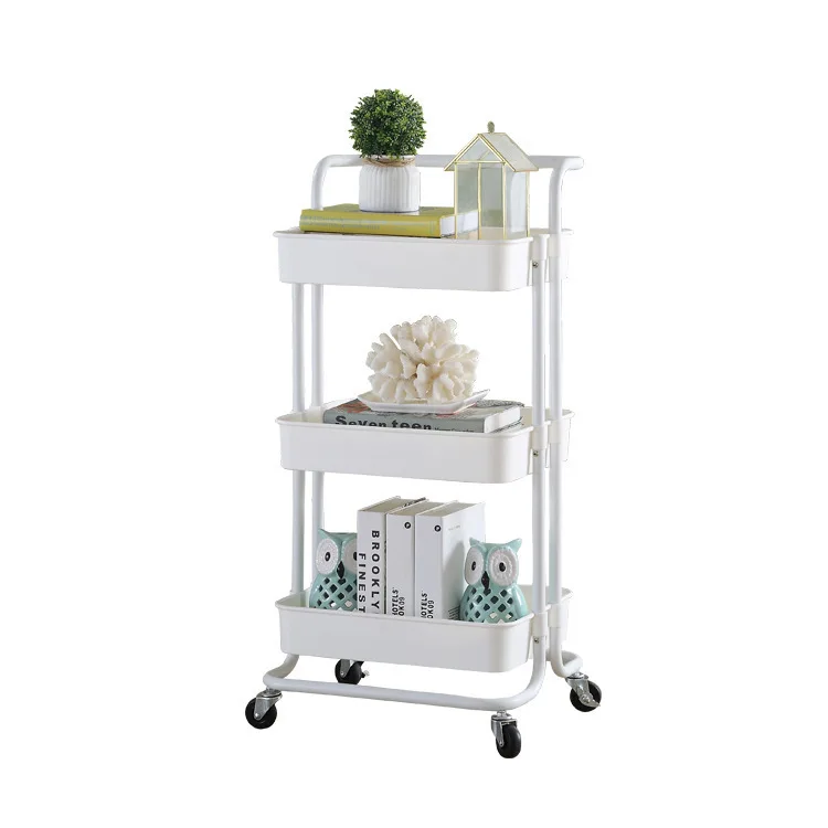 
Free sample 3-Tier Metal Rolling Utility Cart Heavy Duty Storage Organizer Cart 