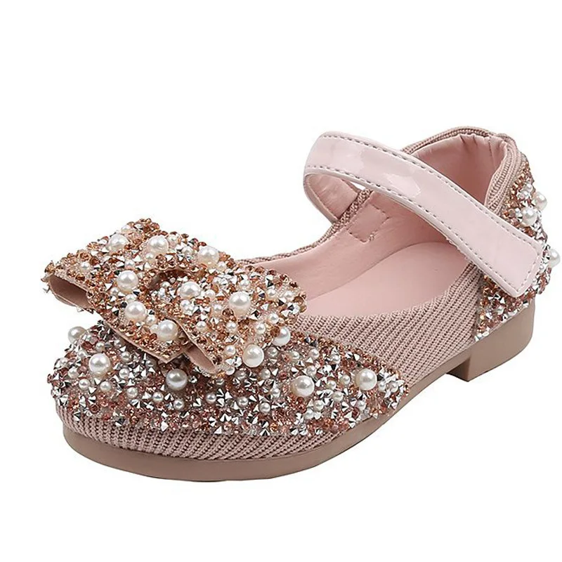 2021 модные детские туфли принцессы со стразами, праздничная обувь на плоской мягкой подошве для девочек, блестящая Детская Классическая обувь