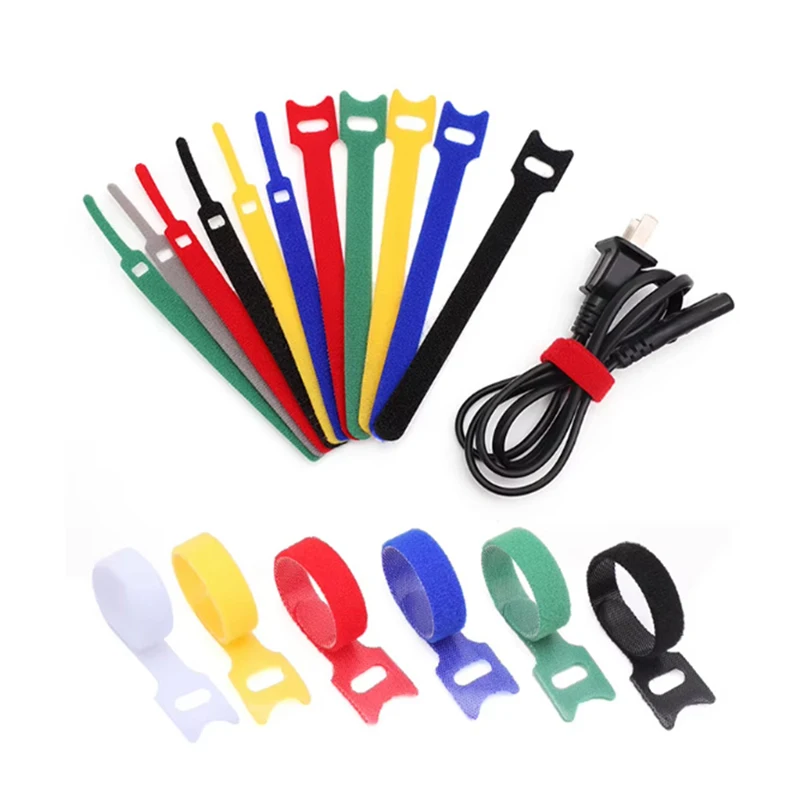 Self-adhesive Cable Ties Velcro with Heat Resistance Custom Size Hook Loop Fastener Heavy Duty Nylon Adjustable 0.47*4.72 Inch