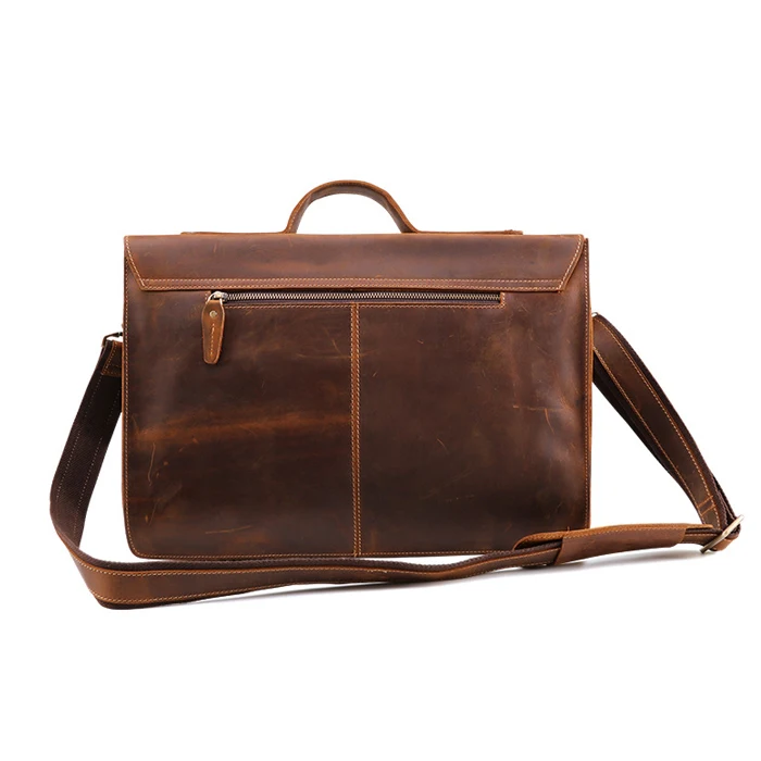 New Crazy Horse Genuine Leather 15 Inch Laptop Bag Retro Men Crossbody Bag New Men Genuine Leather Briefcase
