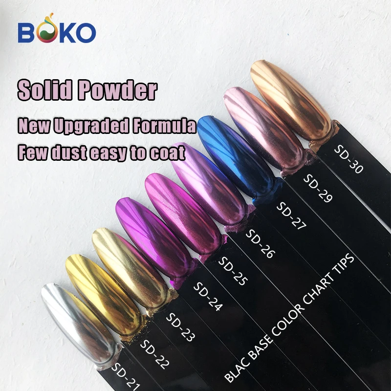 BOKO Platinum Solid Nail Powder Chrome Nail Art Powder Metallic Mirror Effect Powder Manicure Pigment