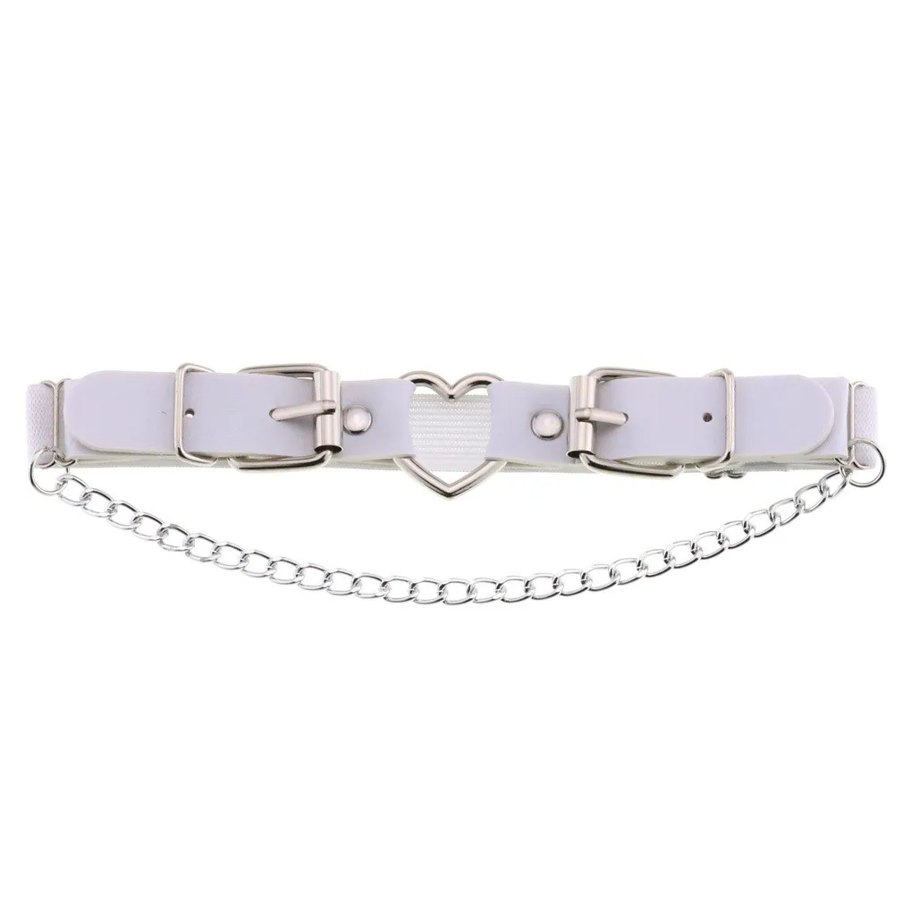 Adjustable Heart-Shaped Thigh Garter 2 Pieces Punk Leather Garter Belts Leg Garter With Chains Body Accessories