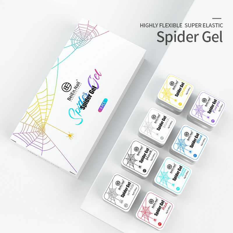 BeiEn Spider Gel 10g UV/LED Glitter Black White Color Liner Art Painting Gel OEM&ODM in a jar For Nail Art Design Bulk