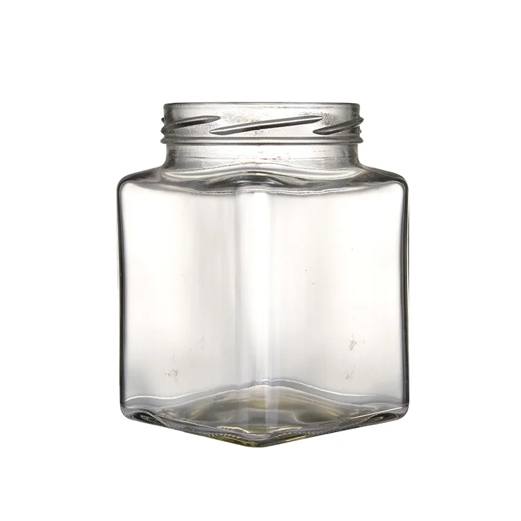 Custom size clear durable recyclable food supplement square glass jar