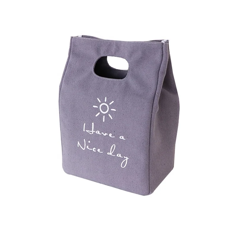 Insulated carrying thermal cooler canvas picnic bag portable school office lunch tote bags