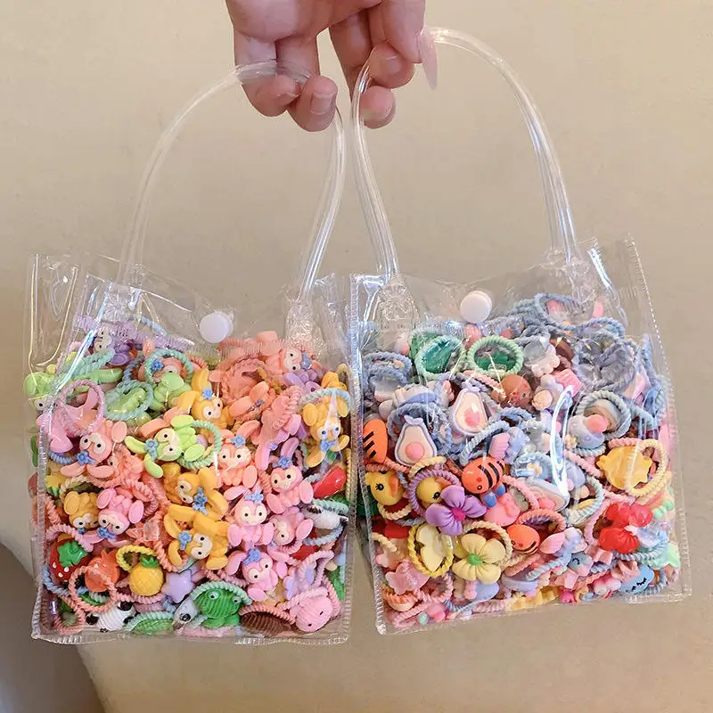 2023 New 20PCS/bag Children Cartoon Flower Princess Headwear Girls Kids Mini Elastic Hair Bands Tie Girls Accessories Baby