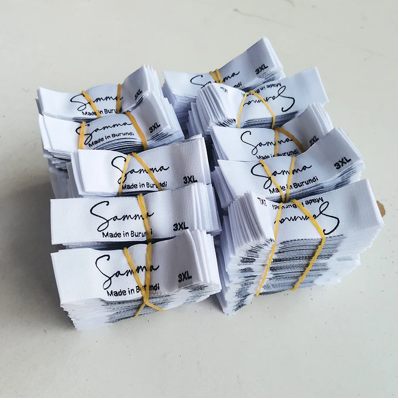 Custom cheap offset printing brand logo size standard back neck apparel clothing woven main  labels