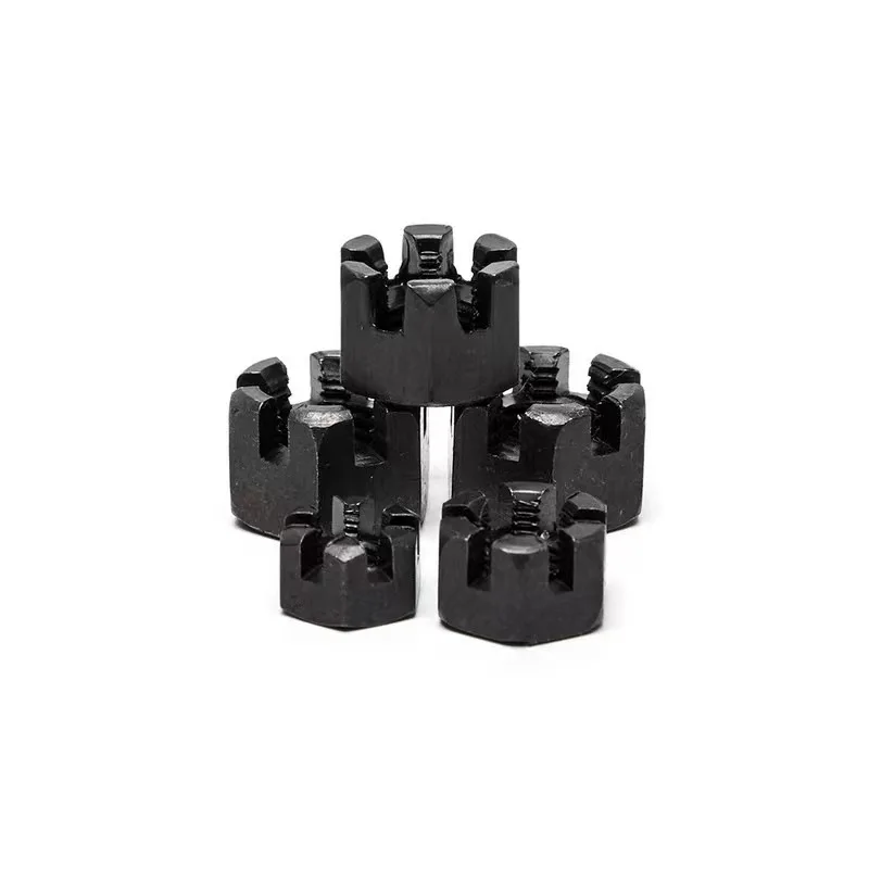 OEM Customized Services Good Quality Carbon Steel Black Slotted Hex Castle Nut