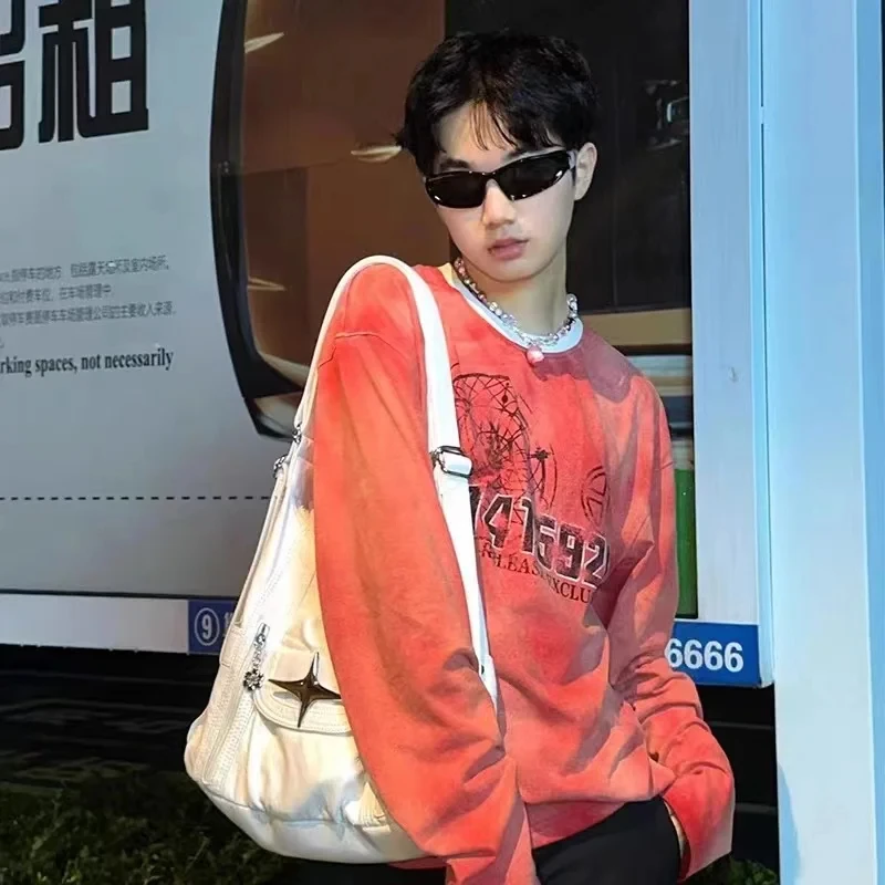 Y2k Large Capacity Shoulder Bag White Pu Leather Crossbody Handbag Punk Goth Fashion Simple Designer Handbag