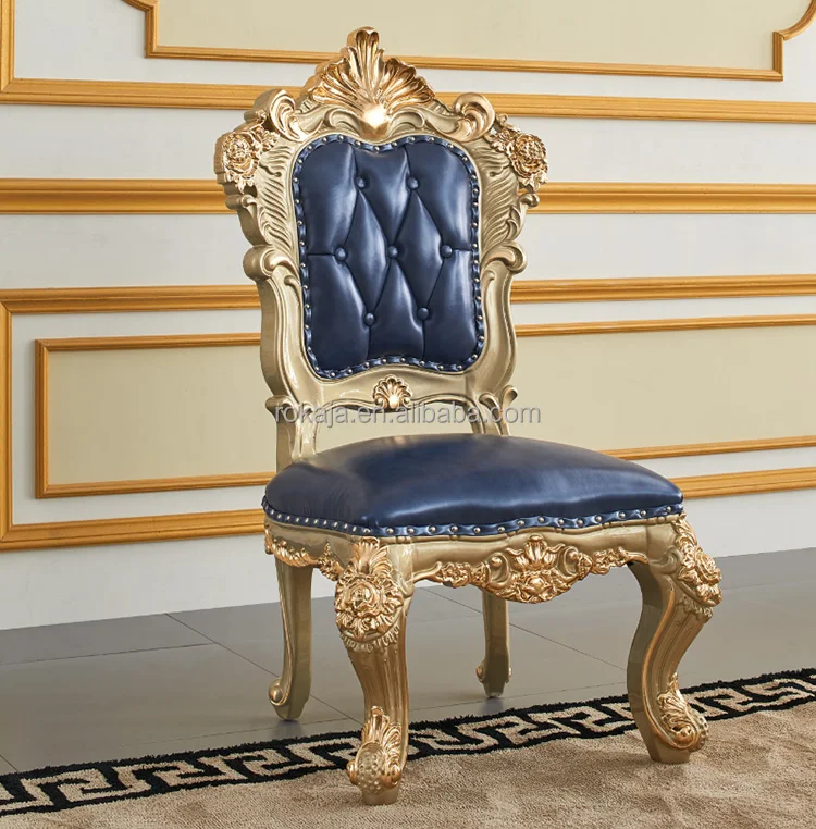 European Marble Rectangular Dining Table And Chairs Set Gold High-Grade Double Sided Carved Leather Dining Chairs Set