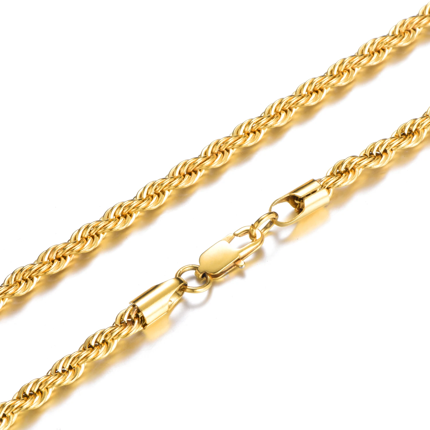Twisted Stainless Steel Link Chain Rope Necklace For Men Women Fashion Hip Hop