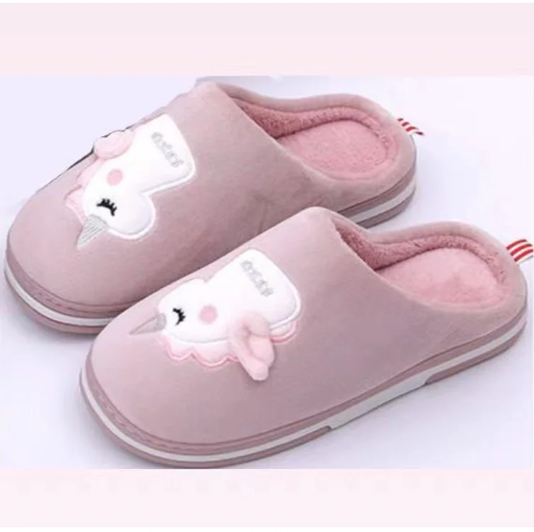 Parents Couple Comfy Thermal Soft Soled Winter Slippers Adult Indoor Cotton Slides Wool Fluff Warm Non-Skid Slippers