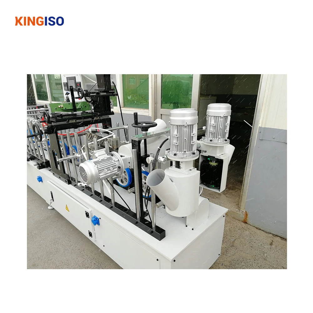 KINGISO Wood Frame Making Pvc Profile Wrapping Machine Pur Hot Melt Glue Veneer Profile Wrapping Machine