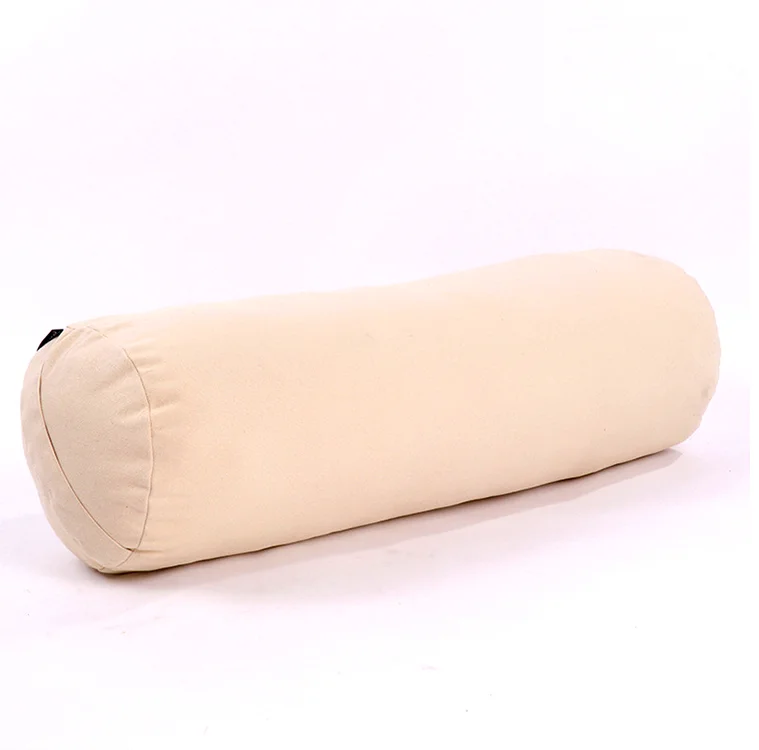 Comfortable stuffed cotton organic yoga bolster round meditation pillow